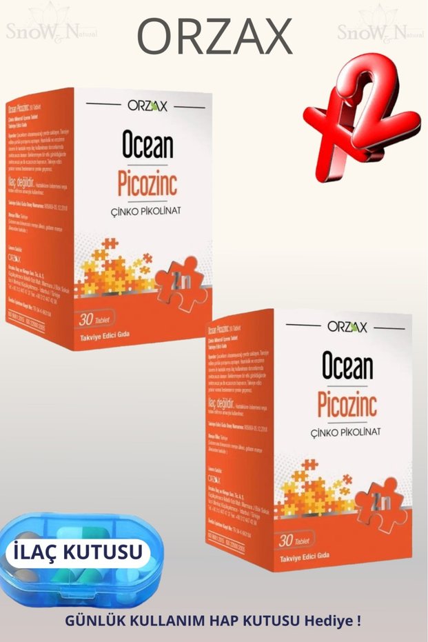 Picozinc (Zinc Picolinate) 30 Tablets 2 Pcs + Pill Box Gift