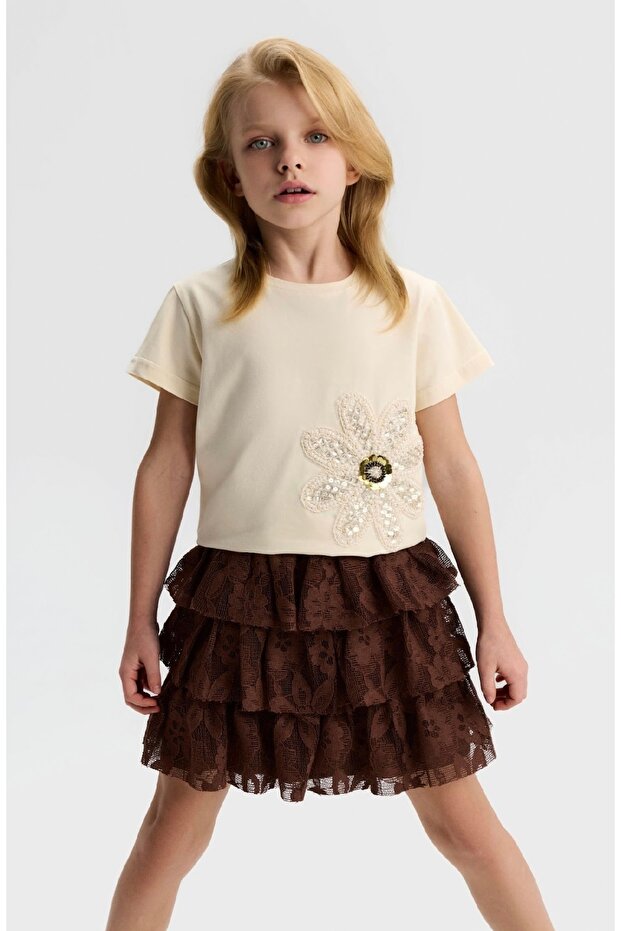 Limi̇ Girl Child Yu Soft-Textured -Shirt Tu Tulle Single Set