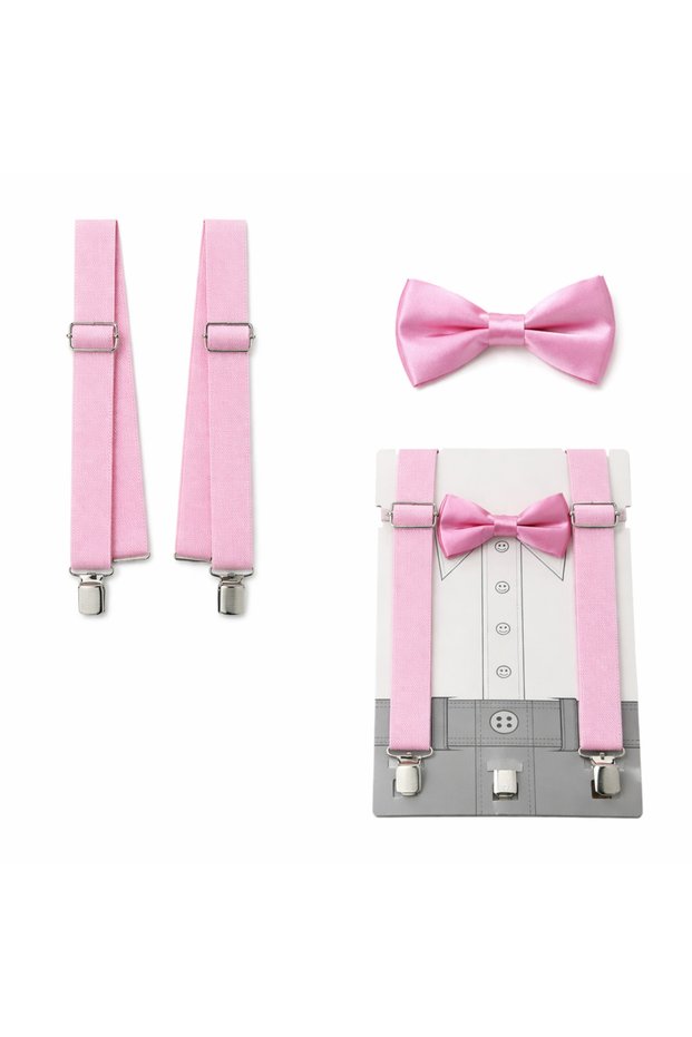 23 April Show Outfit - Suspender Bow Tie Set Pink