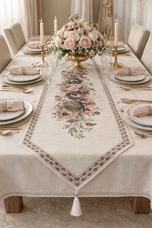 شونيلي مفرش طاولة طويل 35x170 - 1