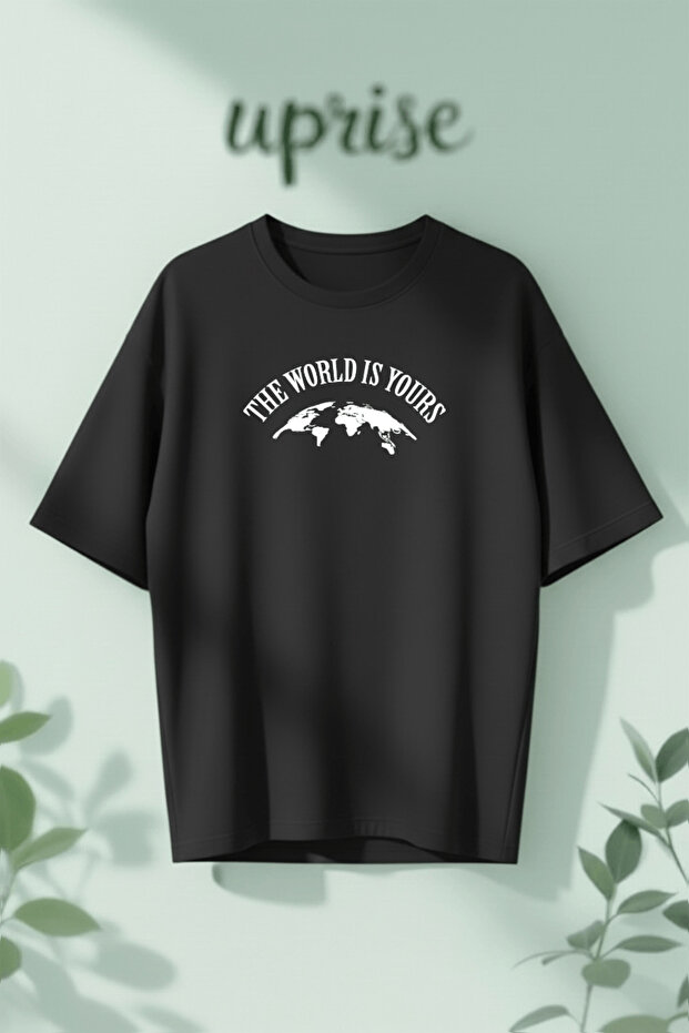 The World Is Yours Printed Cotton Lu Oversized T-Shirt