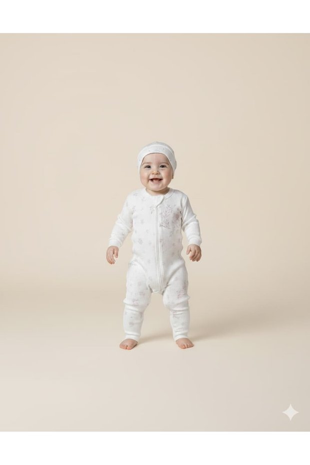 Baby Girl Jumpsuit Set – Floral Print , Zippered - 100% Organic Cotton