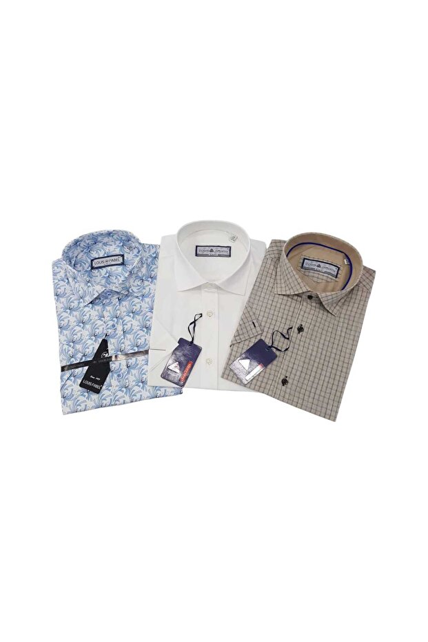 3-Piece Slim Fit Men's Short Sleeve Shirt Set – Size m