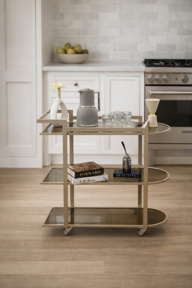 Three-tiered hospitality service cart