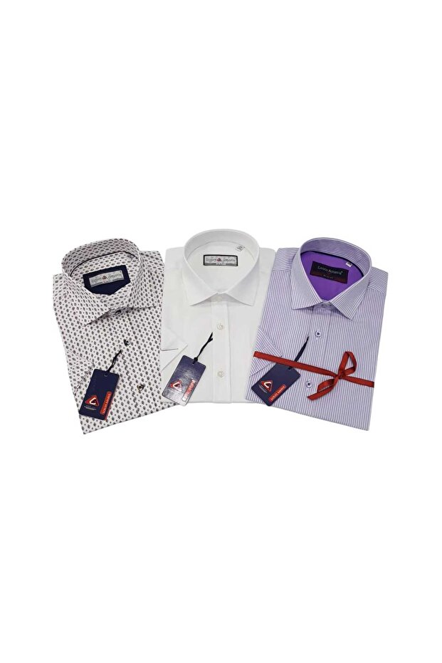 3-Piece Slim Fit Men's Short Sleeve Shirt Set – Size m