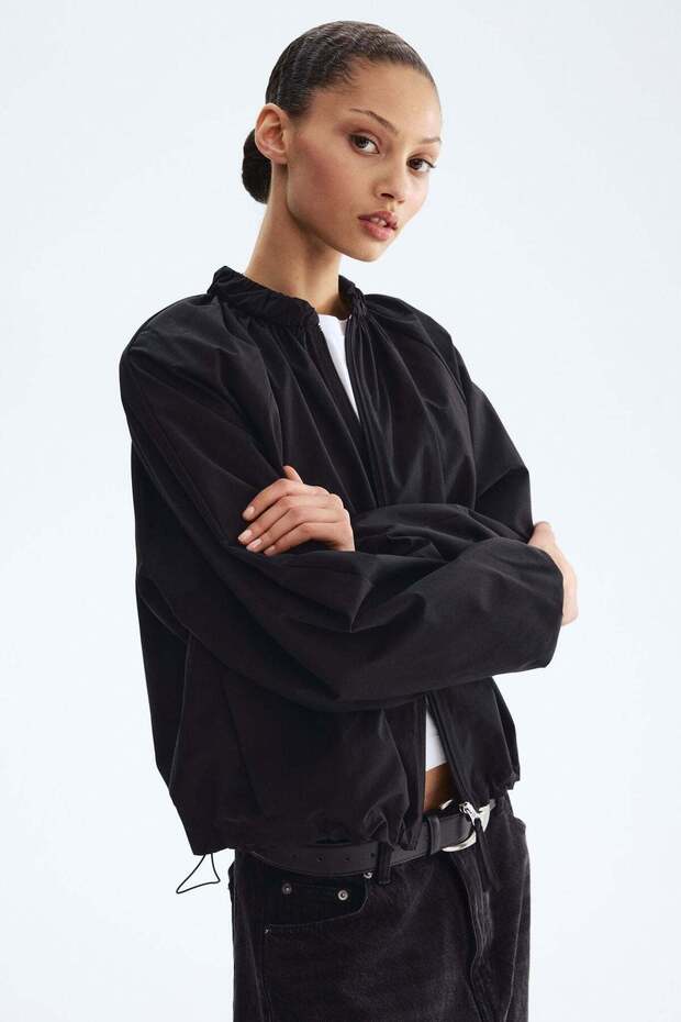Gathered bomber jacket