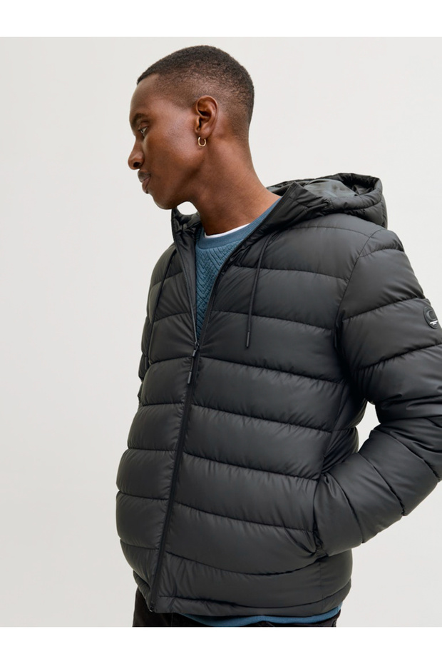 جاكيت مبطن أسود سادة بسحاب - 6