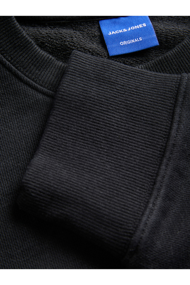 Black Embroidered Patch Pullover Sweatshirt - 4