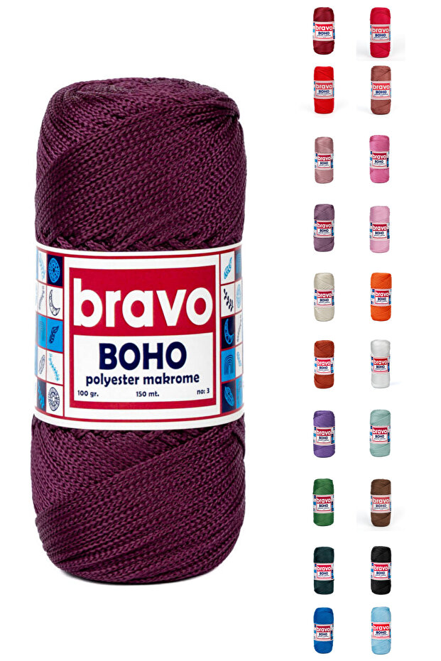 بوليستر رقم:3 -160 أرجواني بوليستر مكرمية خيط 1 مم-100 جرام خيط سوبلا آي بي حقيبة - 1