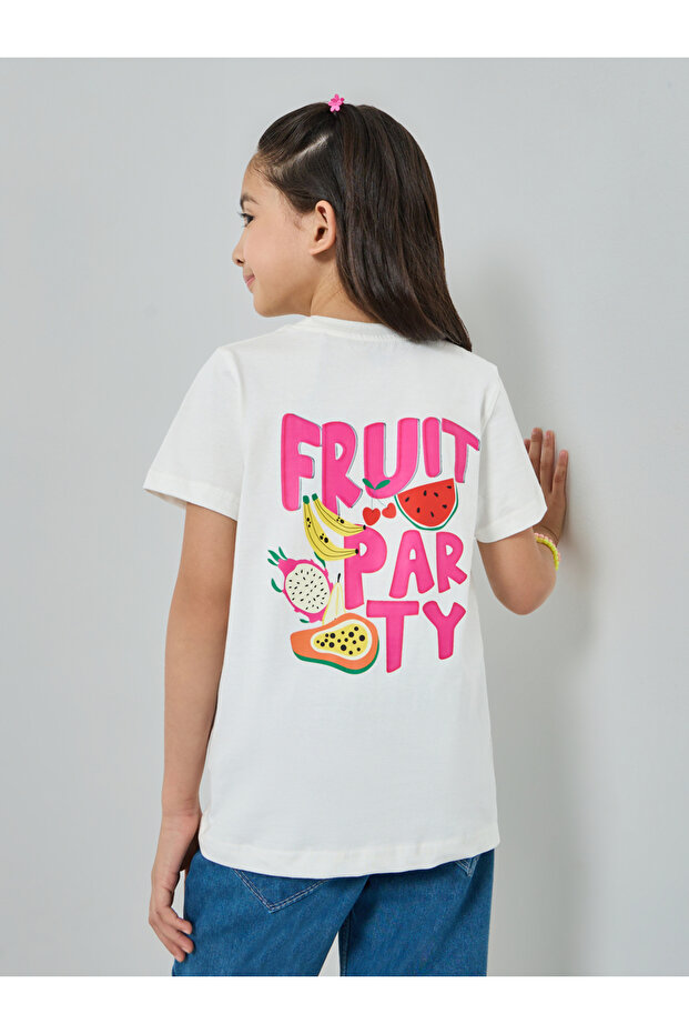 Girls White Fruit Party Graphic T-Shirt