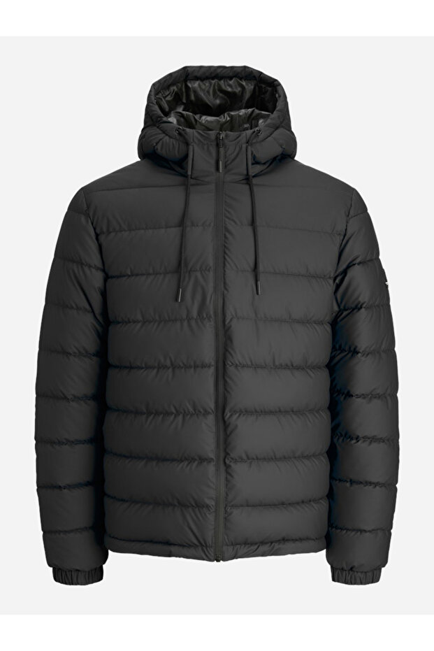 جاكيت مبطن أسود سادة بسحاب - 1