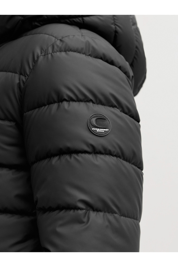 جاكيت مبطن أسود سادة بسحاب - 7