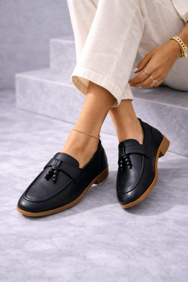 Women's Tassel Detailed Loafers Moccasin Comfortable Daily Shoes Ballet Flats