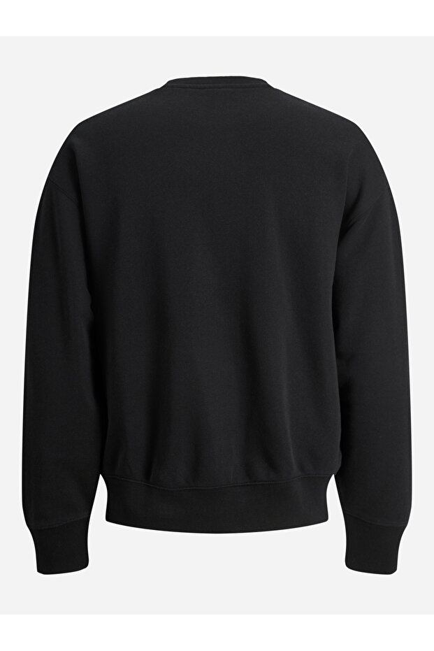 Black Embroidered Patch Pullover Sweatshirt - 2