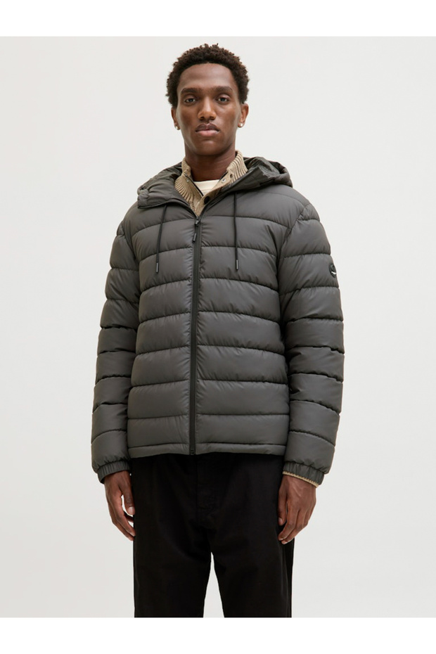 جاكيت مبطن أمامي بلون رمادي داكن سادة - 2