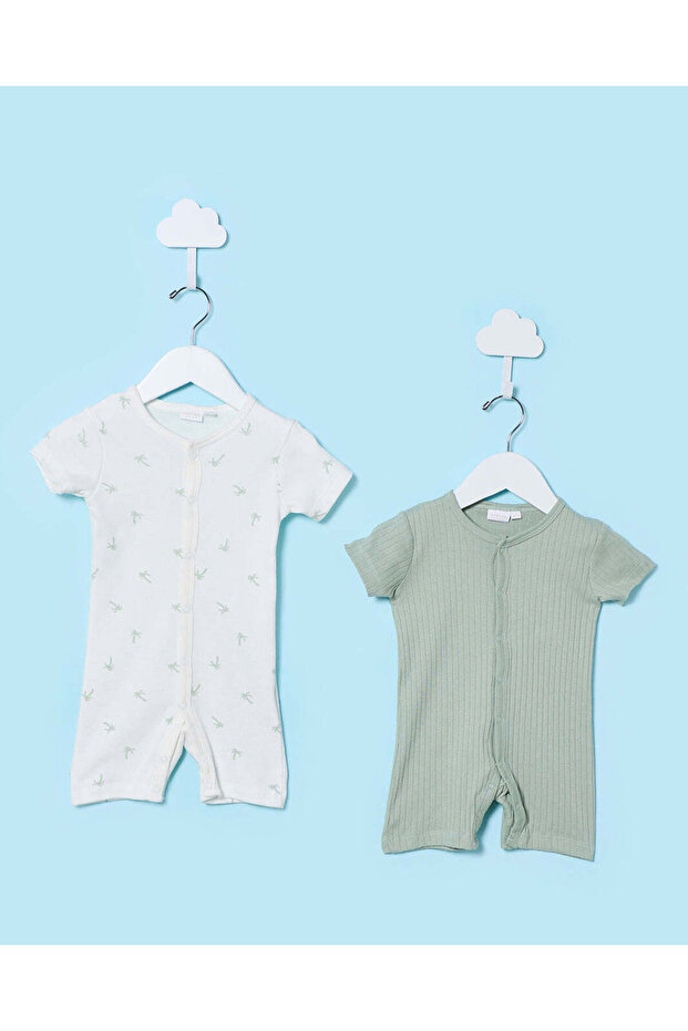 طقم ملابس أطفال أولاد بأزرار أمامية متنوعة، عبوة من قطعتين - 1