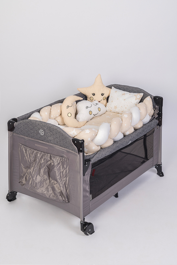 Knitted Protected Baby Crib and Playpen Sleeping Set 7 Pieces