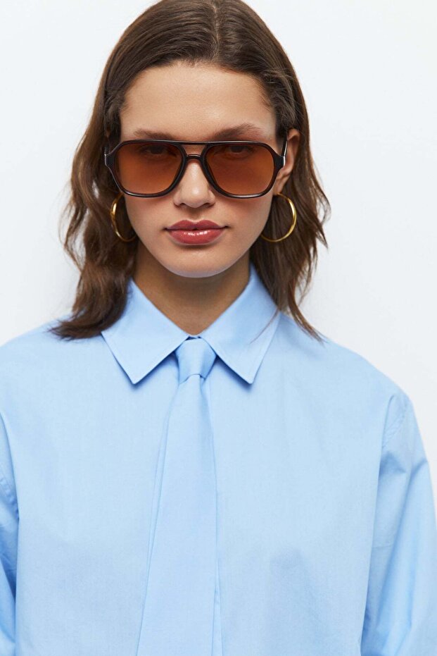 Kravatlı Oversize Gömlek - 3