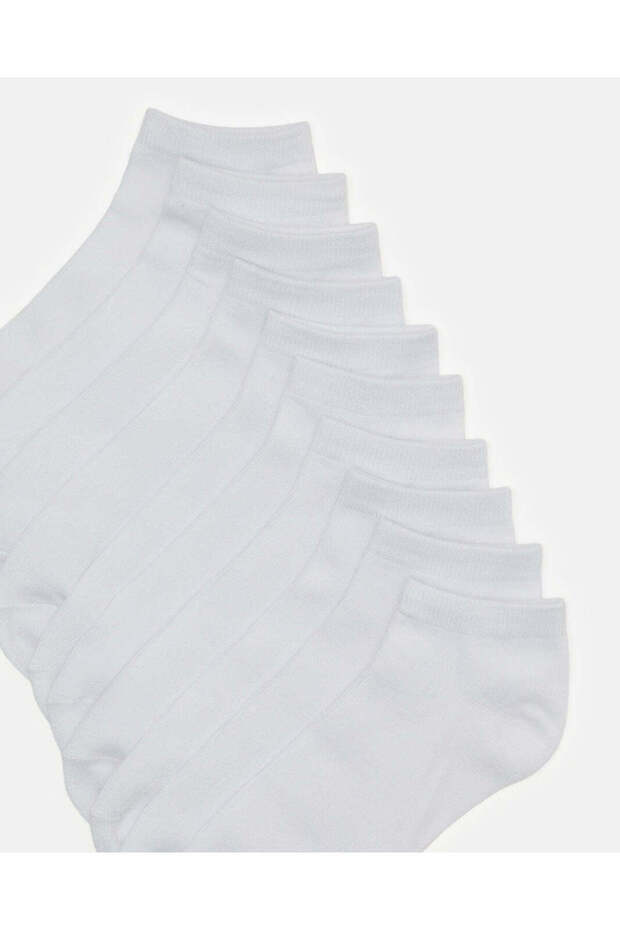 Women White/Grey Basic 10 Pack Ankle Socks - 3