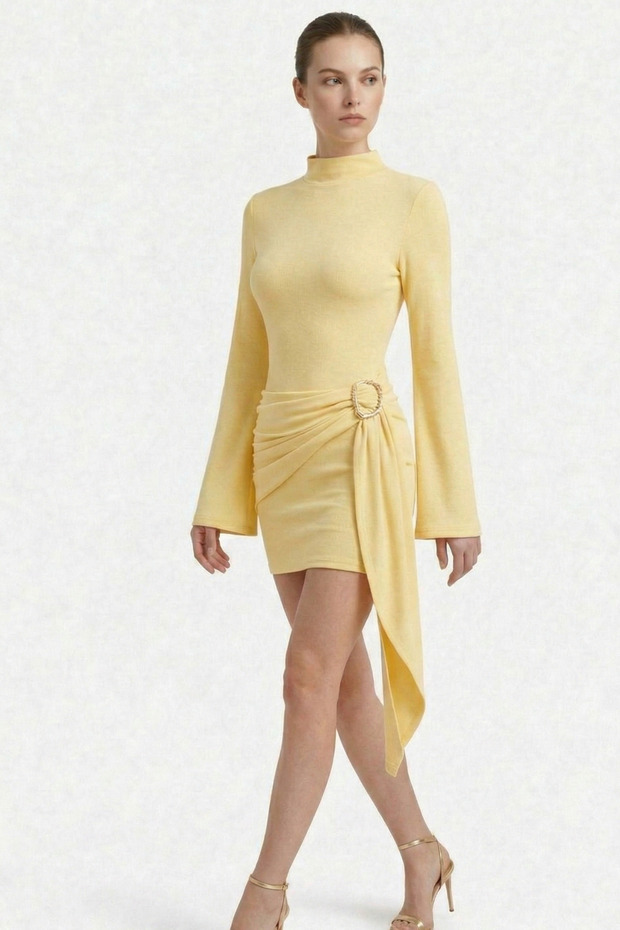 Rochie mini elegantă cu curea integrată - 6