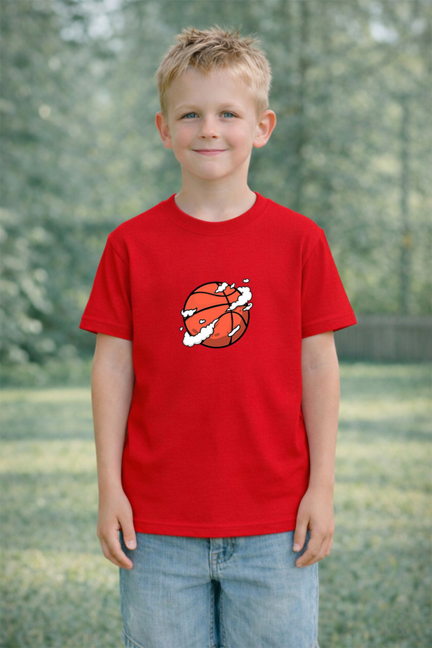 Boy's t Shirt in the Air Basket Ball Printed Children's T-Shirt 100% Cotton – Summer Children's T-Shirt