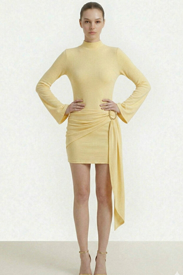 Rochie mini elegantă cu curea integrată - 3