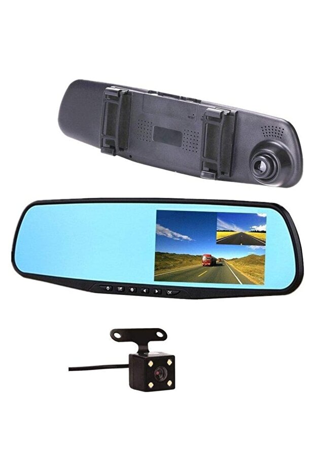 Cameră auto DVR duală, tip oglindă - 2