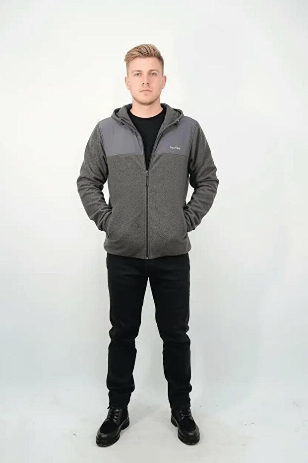 New Season Coated Hooded Men's Fleece Jacket