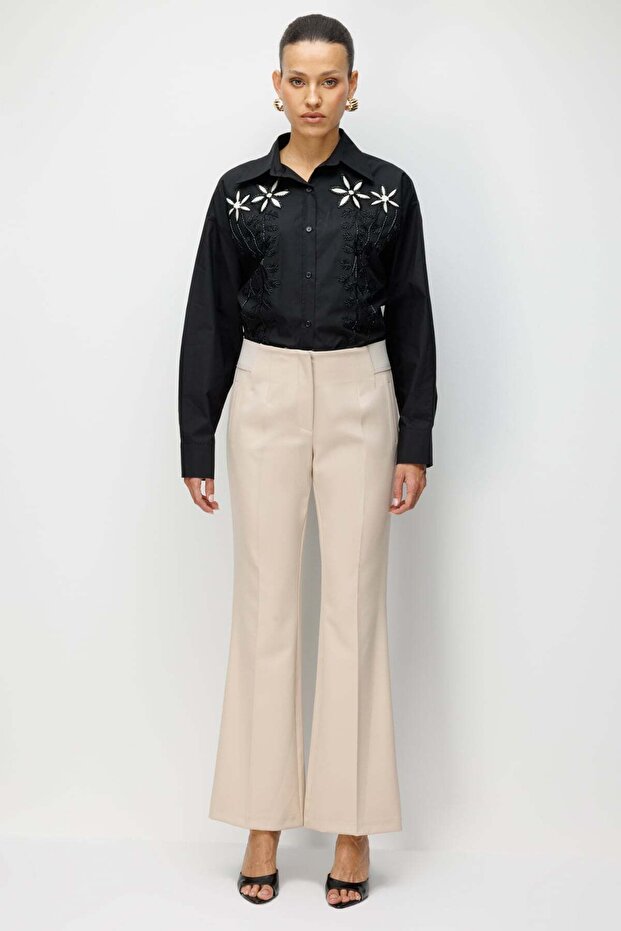 Flared Elastic Pants - 1