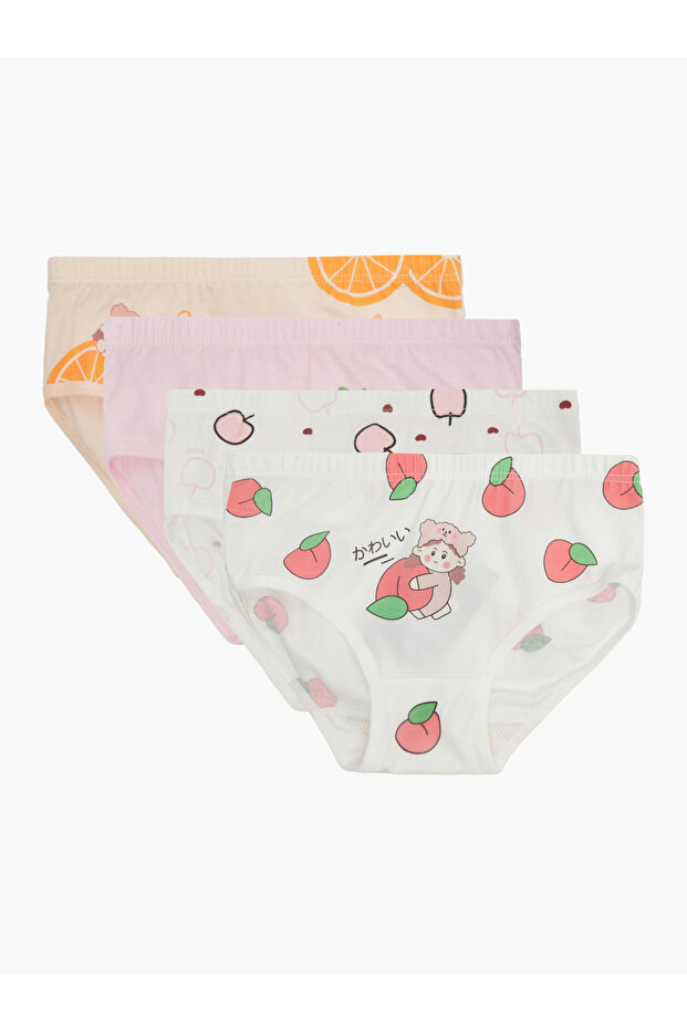 Pack of 4 - Girls Printed Cotton Briefs