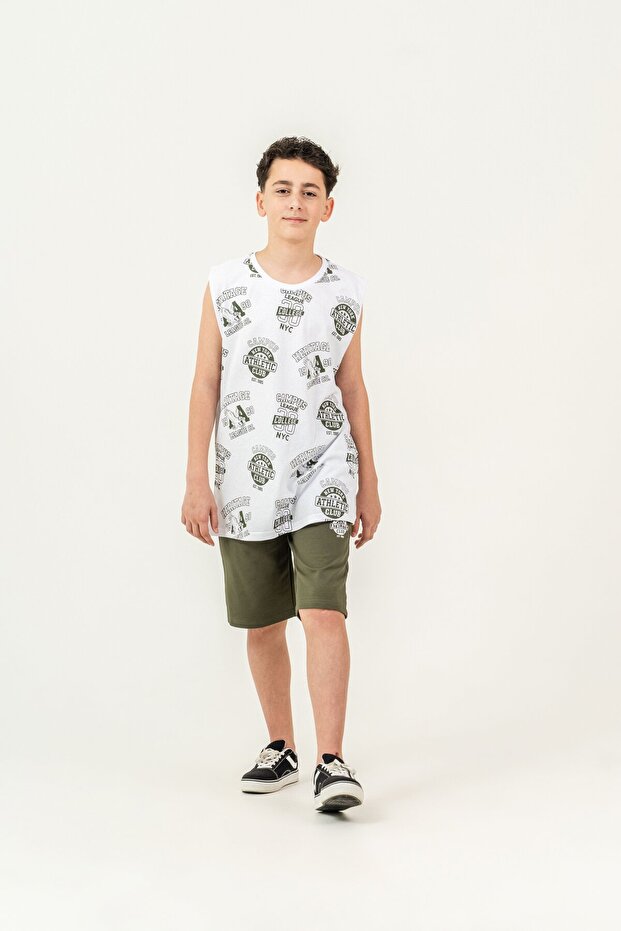 Top Athlete All Area Printed Bottom Capri Left Leg Printed Boy's Shorts - Athlete Set