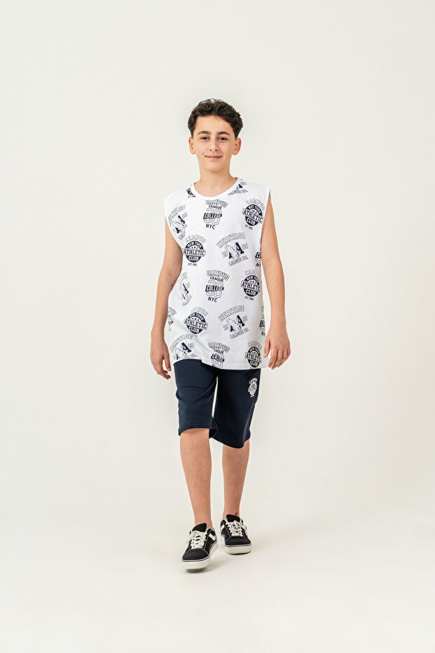Top Athlete All Area Printed Bottom Capri Left Leg Printed Boy's Shorts - Athlete Set