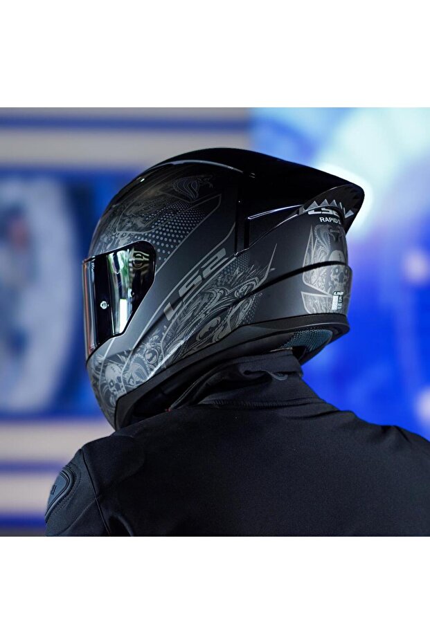 Rapid 2 Race Crypt Mat Siyah Kask ve Şeffaf Vizör - 2