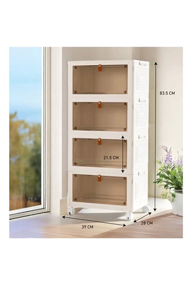 منظم تخزين شفاف، صناديق تخزين قابلة للتكديس مزودة بعجلات، قابلة للطي متعددة الأغراض - 6