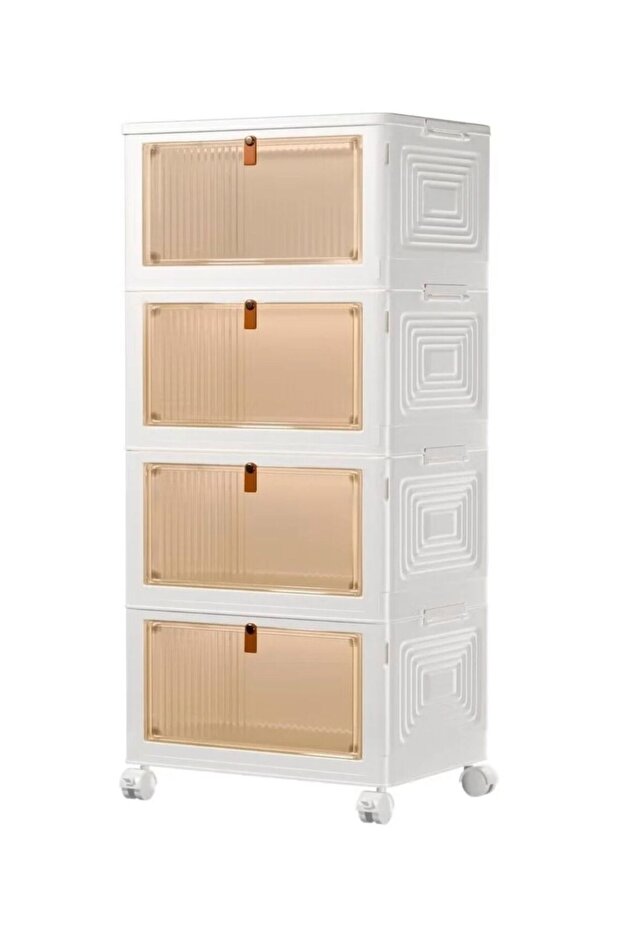 منظم تخزين شفاف، صناديق تخزين قابلة للتكديس مزودة بعجلات، قابلة للطي متعددة الأغراض - 4