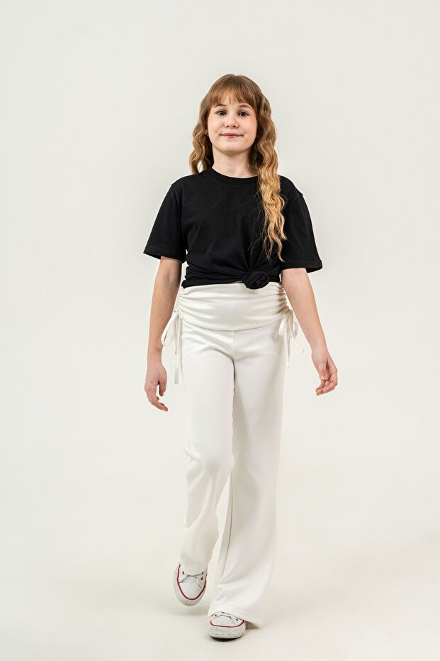 Belt Kenarı Ruched Piped Girls' Sweatpants