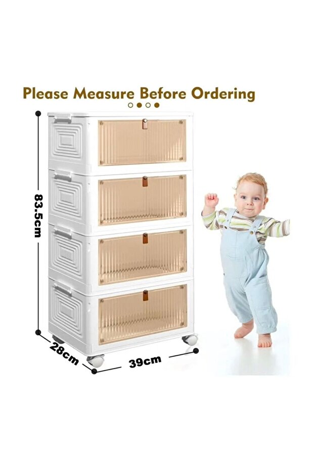 منظم تخزين شفاف، صناديق تخزين قابلة للتكديس مزودة بعجلات، قابلة للطي متعددة الأغراض - 8