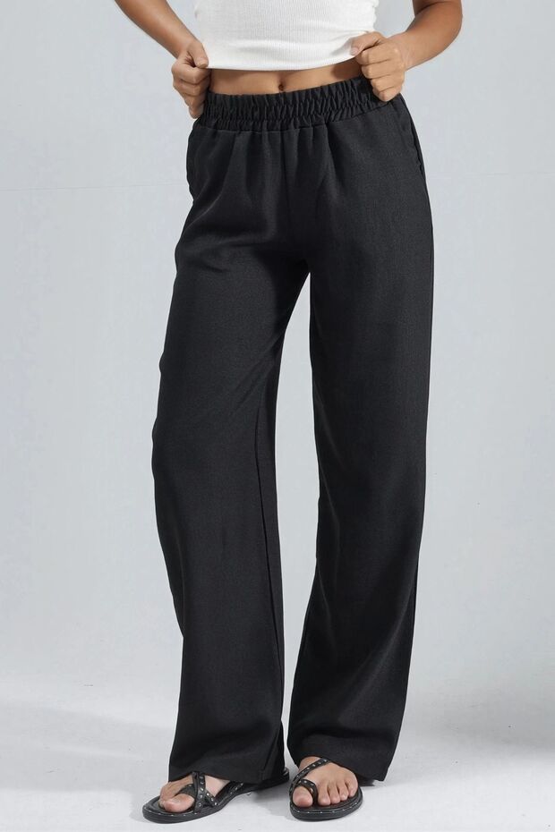 Elastic Waist Straight Leg Pants Ellie Collection