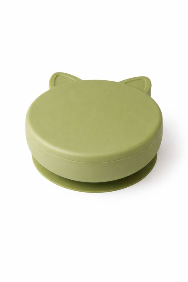 Vacuum Base Covered Silicone Bowl Green 10 cm