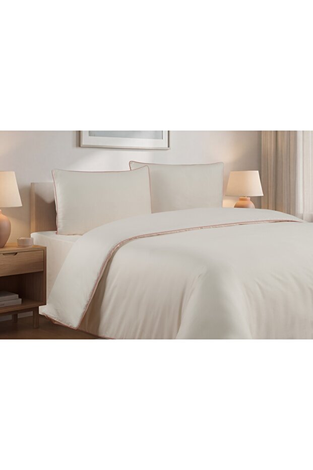 81 Thread 100% Cotton Satin Double Duvet Cover Set Piping Bedding Set