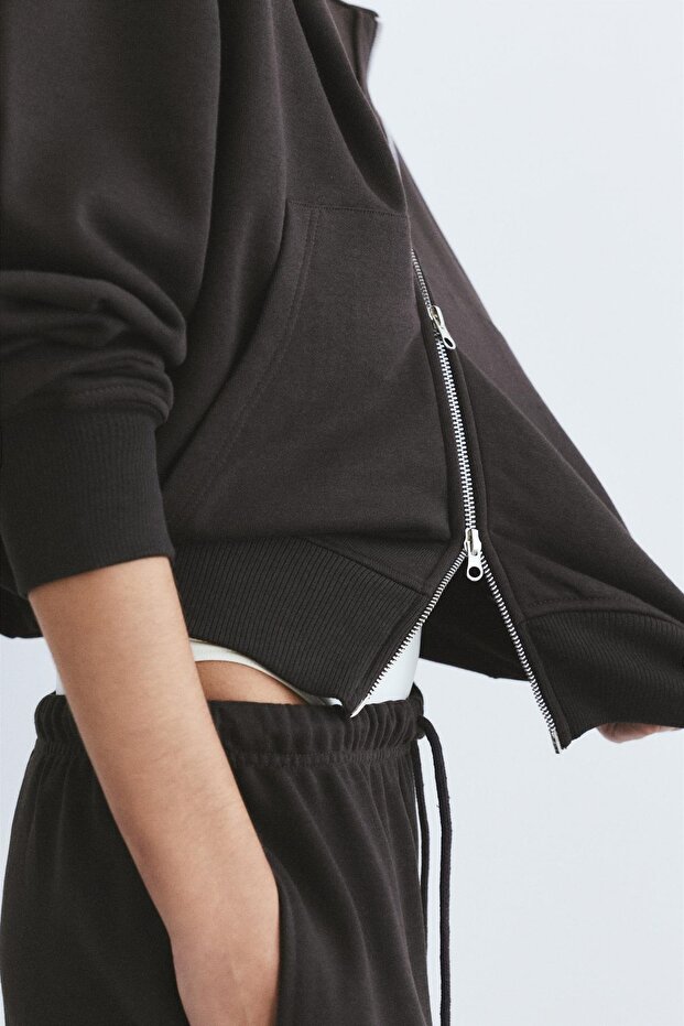 Fermuarlı kapüşonlu sweatshirt - 5