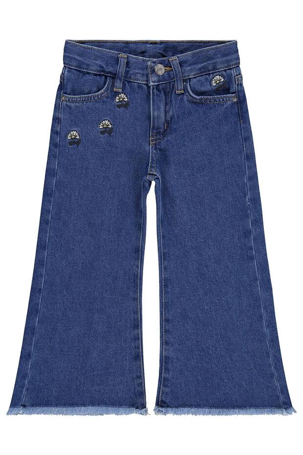 Floral Embroidered Pants for 2-5 Years Old - Blue 5-6 Years Old