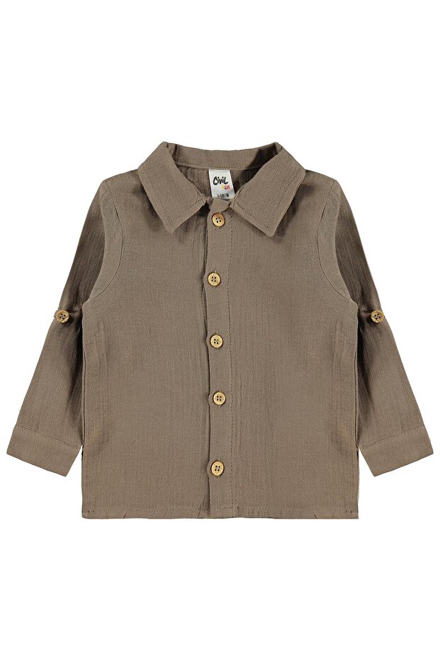 Muslin Long Sleeve Shirt 6-18 Months - Brown 12-18 Months