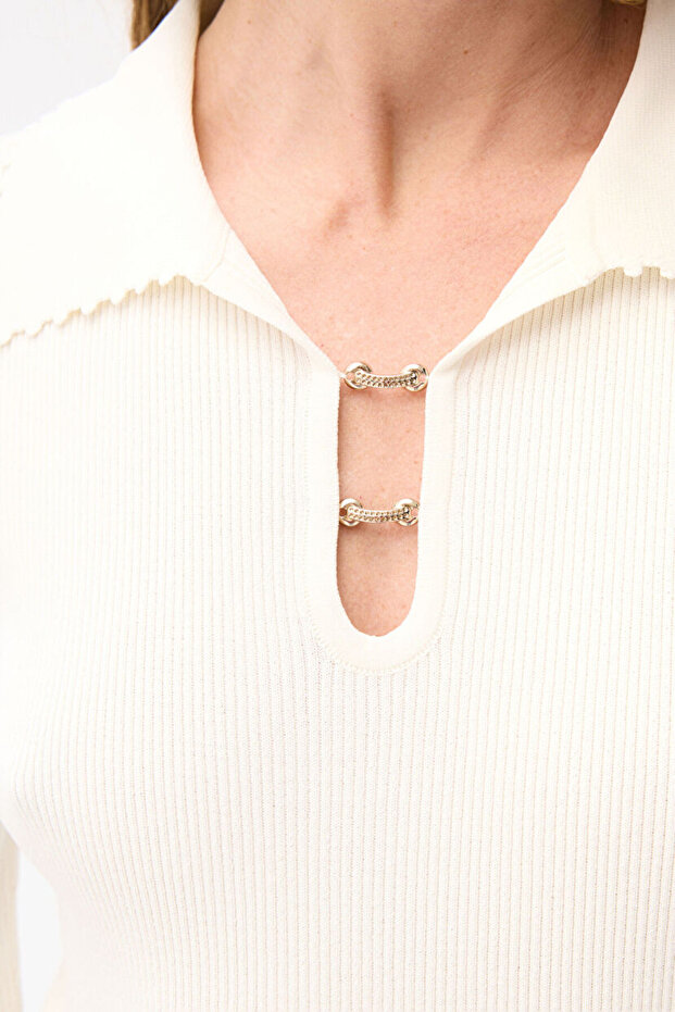 Aksesuarlı Triko Bluz - 2