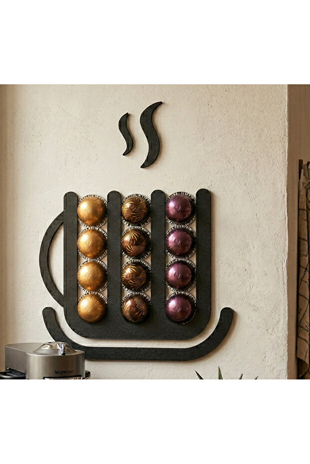 Nespresso Vertuo Compatible Decorative Wall Mounted Black Coffee Capsule Holder Stand (12 Capacity)