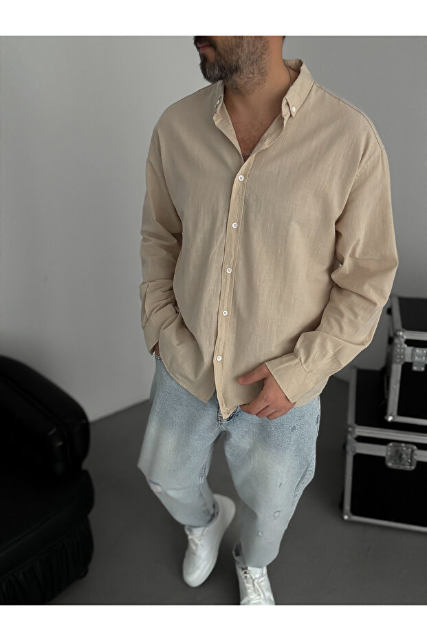 Cămașă Bej Fresh Fabric basic G-5138/12 - 4