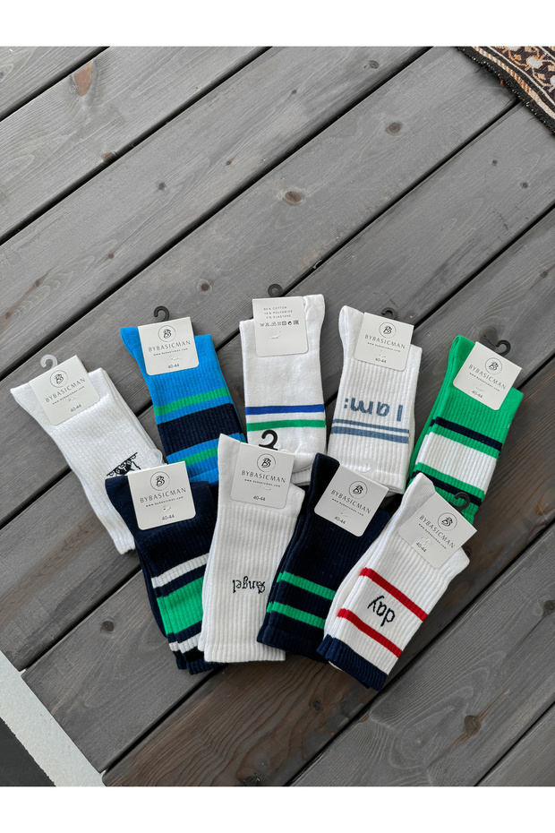 Blue Big Striped Socks - 3