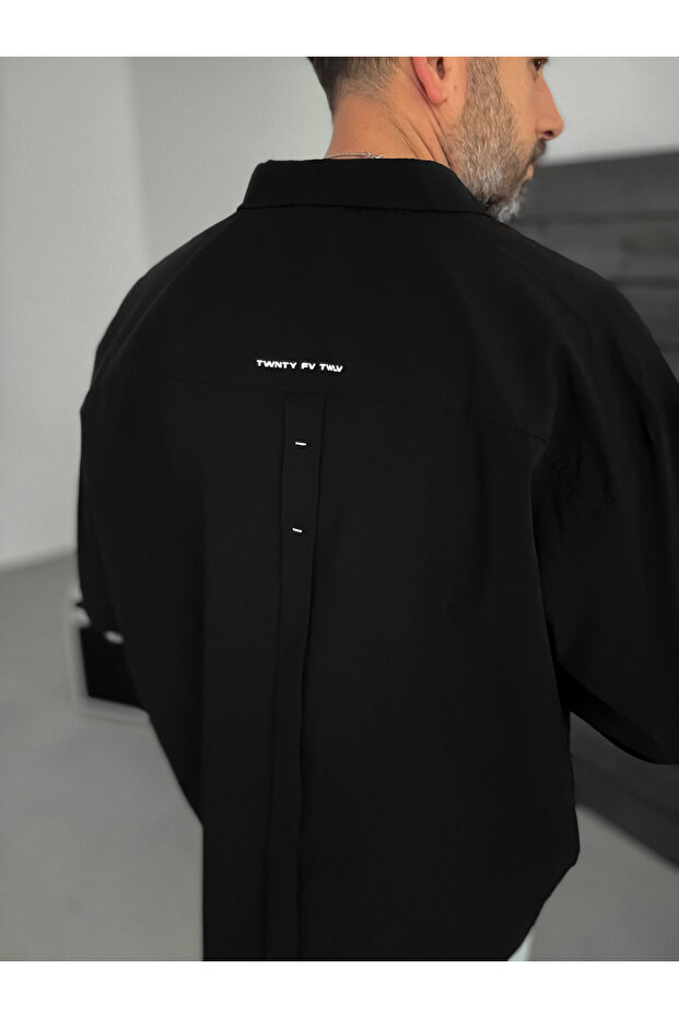 Siyah Baskılı Oversize Gömlek TW-1057 - 5