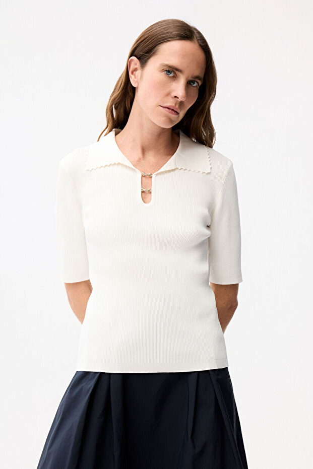 Aksesuarlı Triko Bluz - 1