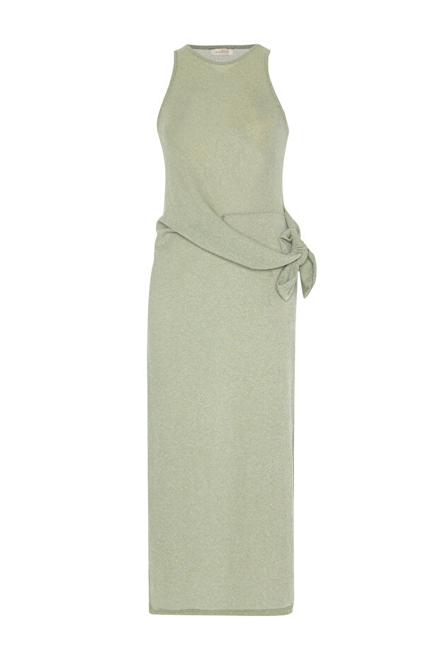 Lurex Khaki Long Beach Dress